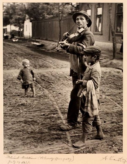 Andre Kertesz
Wandering Violinist, Abony, Hungary, July 19, 1921
Gelatin silver print (black & white)
19 3/4 x 16 1/2 in. (50.2 x 41.9 cm)
VintageMounted to board