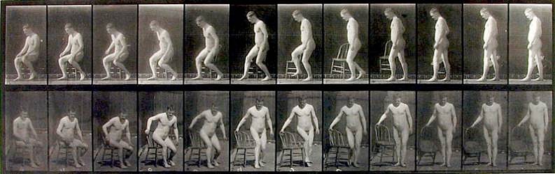 Eadweard Muybridge
Placing Chair and Sitting Down, 1887
Collotype
5 3/4 x 18 in. (14.6 x 45.7 cm)