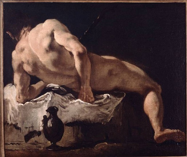 Giovanni Battista Tiepolo
Reclining Male Nude, c. 1715-1716
Oil
14 3/4 x 17 3/4 in. (37.5 x 45.1 cm)
On canvas