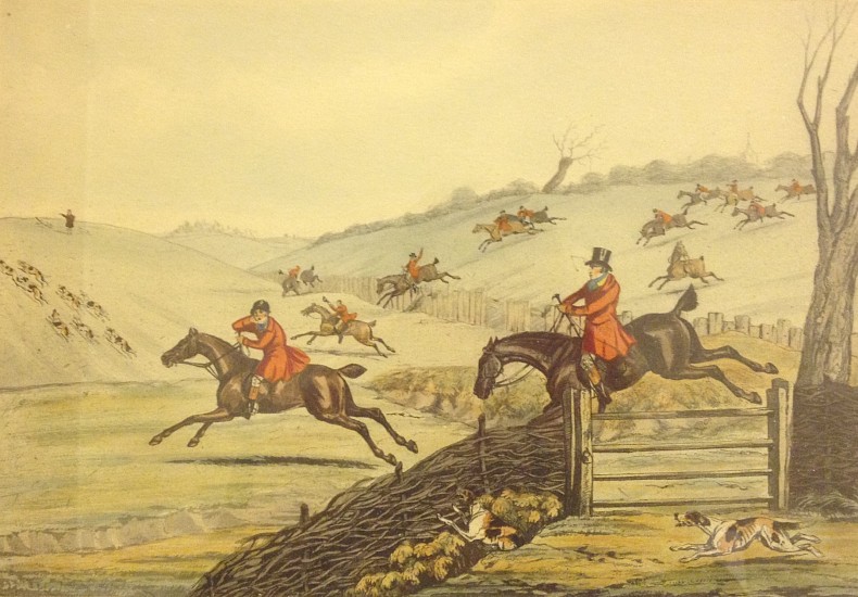 Henry Alken
Full Cry, 1841
Etching
7 1/4 x 10 5/8 in. (18.4 x 27 cm)
Published by I.W. Laird, 1 Leadenhall Street, London British sporting print