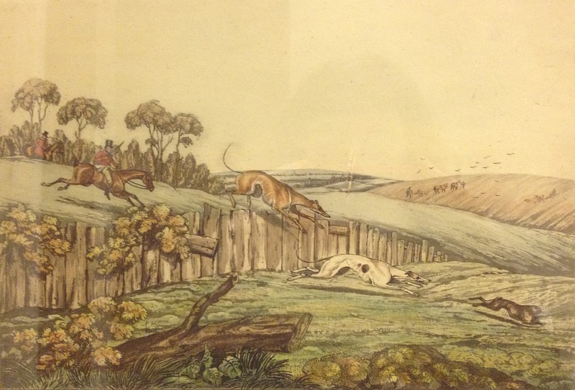 Henry Alken
Running in View, 1841
Etching
7 1/4 x 10 5/8 in. (18.4 x 27 cm)
Published by I.W. Laird, 1 Leadenhall Street, London British sporting print