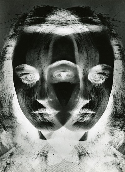 Otto Steinert
Mask of a Dancer, 1952
Gelatin silver print (black & white)
15 3/8 x 11 3/8 in. (38.9 x 28.8 cm)
Photomontage of negative printMounted on cardboard