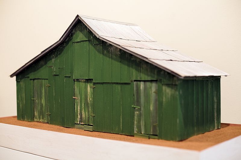 William Christenberry
Green Warehouse, Newbern, Alabama, 1995
Wood, paint and soil sculpture
16 x 32 x 15 1/2 in. (40.6 x 81.3 x 39.4 cm)
Sculpture: 16 x 32 15 1/2 inBase: 16 x 32 x 34 inchesUnique