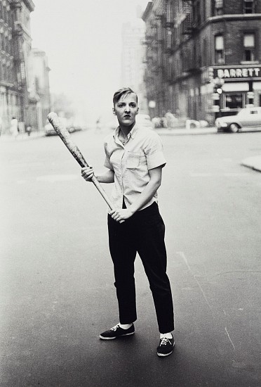 Diane Arbus
Teenager with a baseball bat, N.Y.C, 1962
Gelatin silver print (black & white)
8 5/8 x 5 5/8 in. (21.9 x 14.3 cm)
This work was printed by Diane Arbus