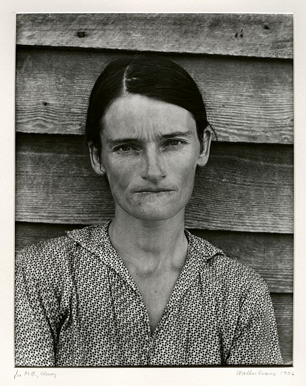 Walker Evans
Alabama Tenant Farmer's Wife (Allie Mae Burroughs), 1936; Printed 1960's
Gelatin silver contact print (black & white)
9 3/8 x 7 3/8 in. (23.8 x 18.7 cm)