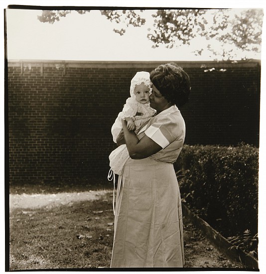 Diane Arbus
Toddler being held in garden, N.J., 1968
Gelatin silver print (black & white)
11 x 10 1/2 in. (27.9 x 26.7 cm)
This work was printed by Diane Arbus